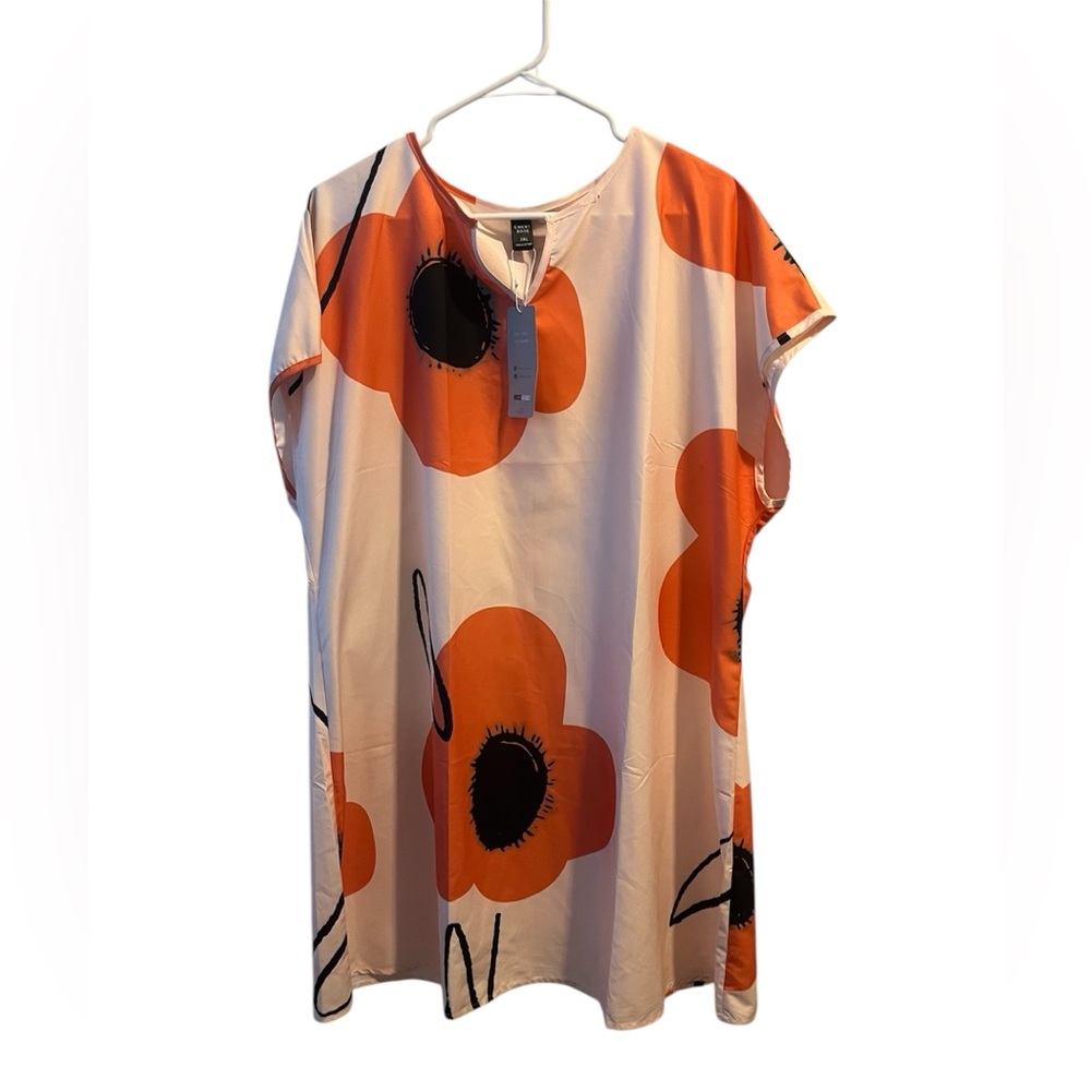 SHEIN Orange and White Floral Tunic